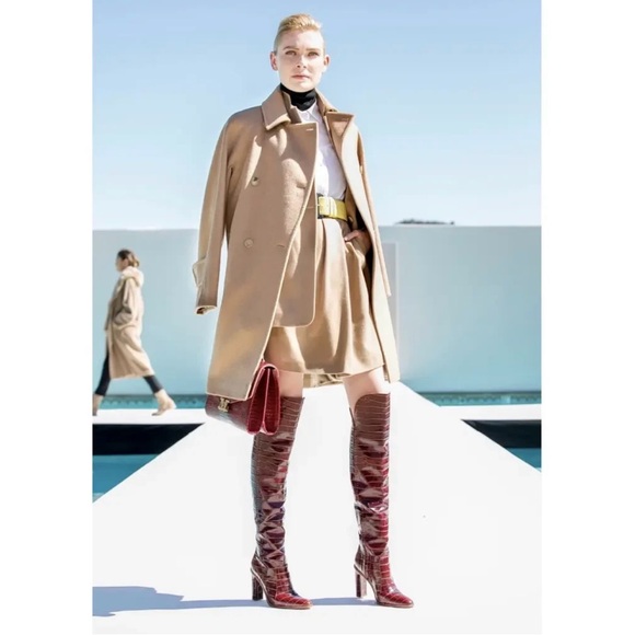 NIB Max Mara Beboot Knee-High Leather Boots Dark Brown Size EU 36 $1365
